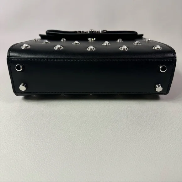 NEW! Versace Crystal Medusa 95 Studded Top Handle Shoulder Bag Black Lamb - Picture 8 of 11